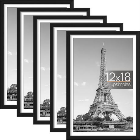 12x18 Black Picture Frame Set of 10 11x17 Mat