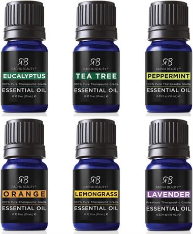 Radha Aromatherapy Top 6 Oils Set 0.33 Fl Oz