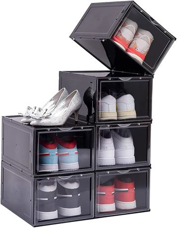 Shoe Organizer 13.58x7.48x10.62, Stackable, White/Clear
