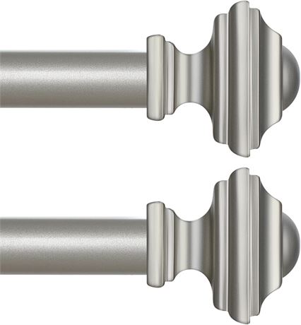 JRZOO 2 Pack Silver Curtain Rods 18''-45''