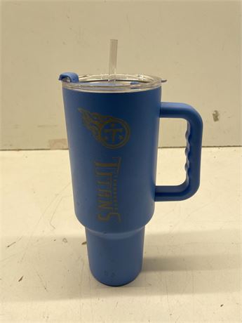 LogoBrands Tennessee Titans 40oz Light Blue Tumbler with Lid/Straw