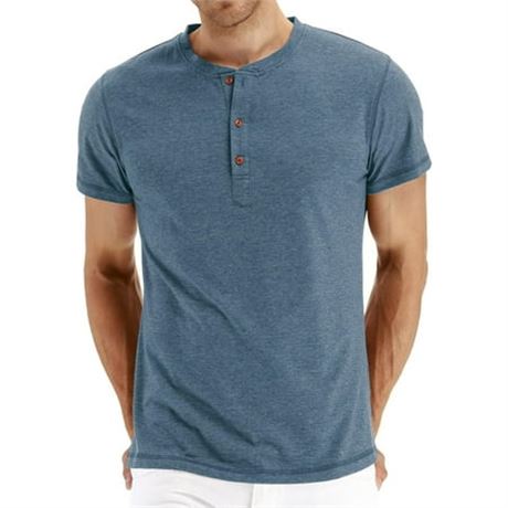 Mens fashion casual short sleeve Henley t-shirt