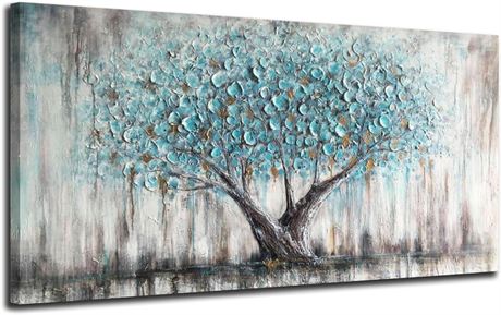 Arjun Tree Art, Teal Blue, 40"x20", Style 3