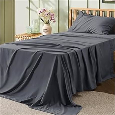 Bedsure Luxury Twin Sheet Set - Dark Grey