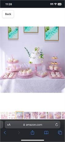 Pink Cake Stands Dessert Table Set-Metal Cake Display Tiered Cupcake Holder Cand