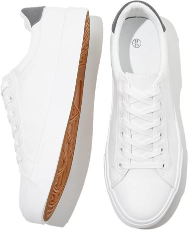FRACORA Men's White Sneakers, PU Leather, 11