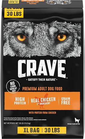 Crave Grain Free Dog Food, Chicken, 30lb