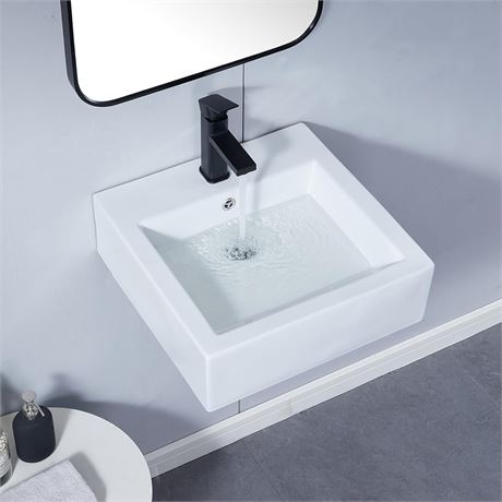 UFaucet Wall Sink 18"x18" Ceramic Single Hole