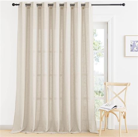 RYB HOME Linen Sheer Curtain - Large Backdrop Curtain Extra Wide Panel for Livin