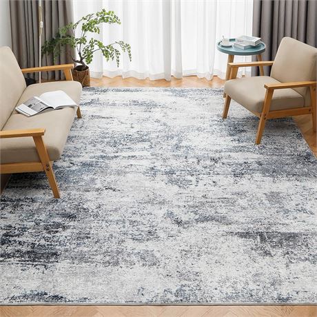 8x10 Abstract Rug, Blue/Gray for Living Room