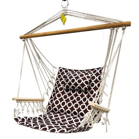 2.5 ft. Hammock Chair w/Wooden Armrests Brown