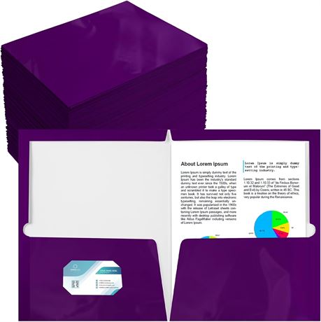 Yeaqee 125pk 2-Pocket Glossy Folder (Purple)