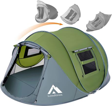 4 Person Pop Up Tent 110*78*51'' - Green/Grey