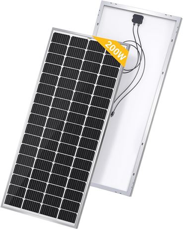 BougeRV 200W Mono Solar Panel, 23% Efficiency