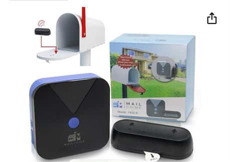 Mail Chime: Mail Alarm - Long Range (500 ft) Wireless Mailbox Alert - LED Light