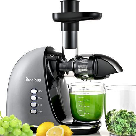 Brecious Cold Press Juicer, 2 Speed, Silver