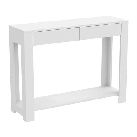 40 in. White Rectangle Wood Console Table