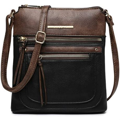 Vegan Leather Crossbody Bag, Multi Pocket