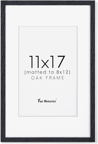 11x17 Black Frame Matted, Solid Oak