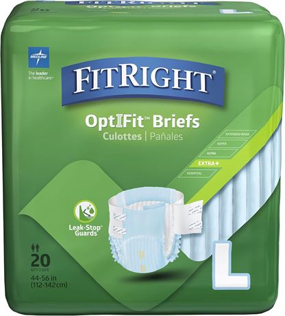 FitRight OptiFit Diapers, L, 44"-56", 80ct