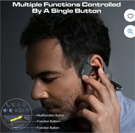 TOPVISION Bone Conduction Swim Headphones, Open Ear Wireless Bluetooth Headsets,
