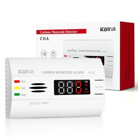 Kalrin CO Detector, 10yr, LED, UL Standard