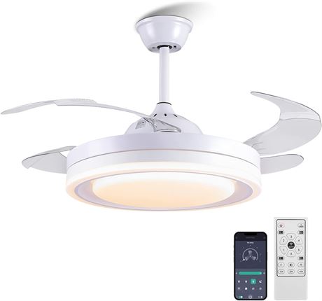 Asyko 42" Ceiling Fan with LED Lights, White