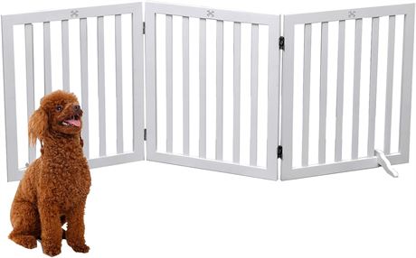 Wooden Dog Gate, 3 Panel, 23.6' Height, White
