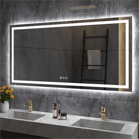 Amorho LED Bathroom Mirror 60"x 30" Anti-Fog