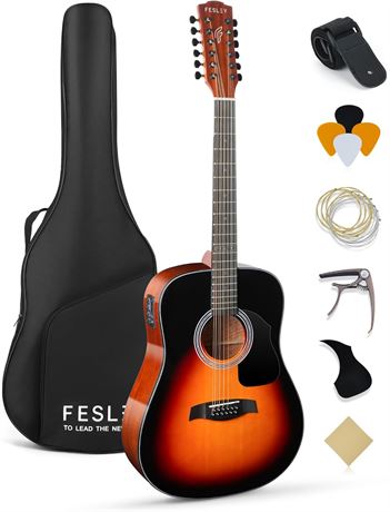 12 String Acoustic Electric Guitar, 42" Size