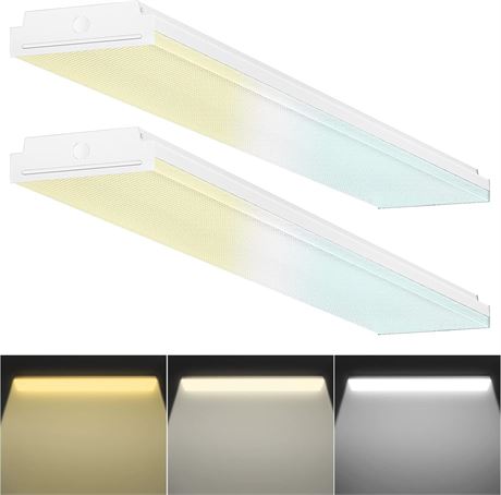 Dimmable 4FT LED Wraparound, 3W/3L/3CCT, 2Pk
