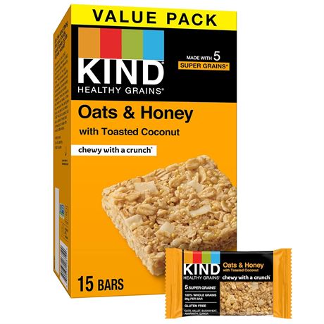 KIND Bars, Oats & Honey, Gluten Free, 15 Ct