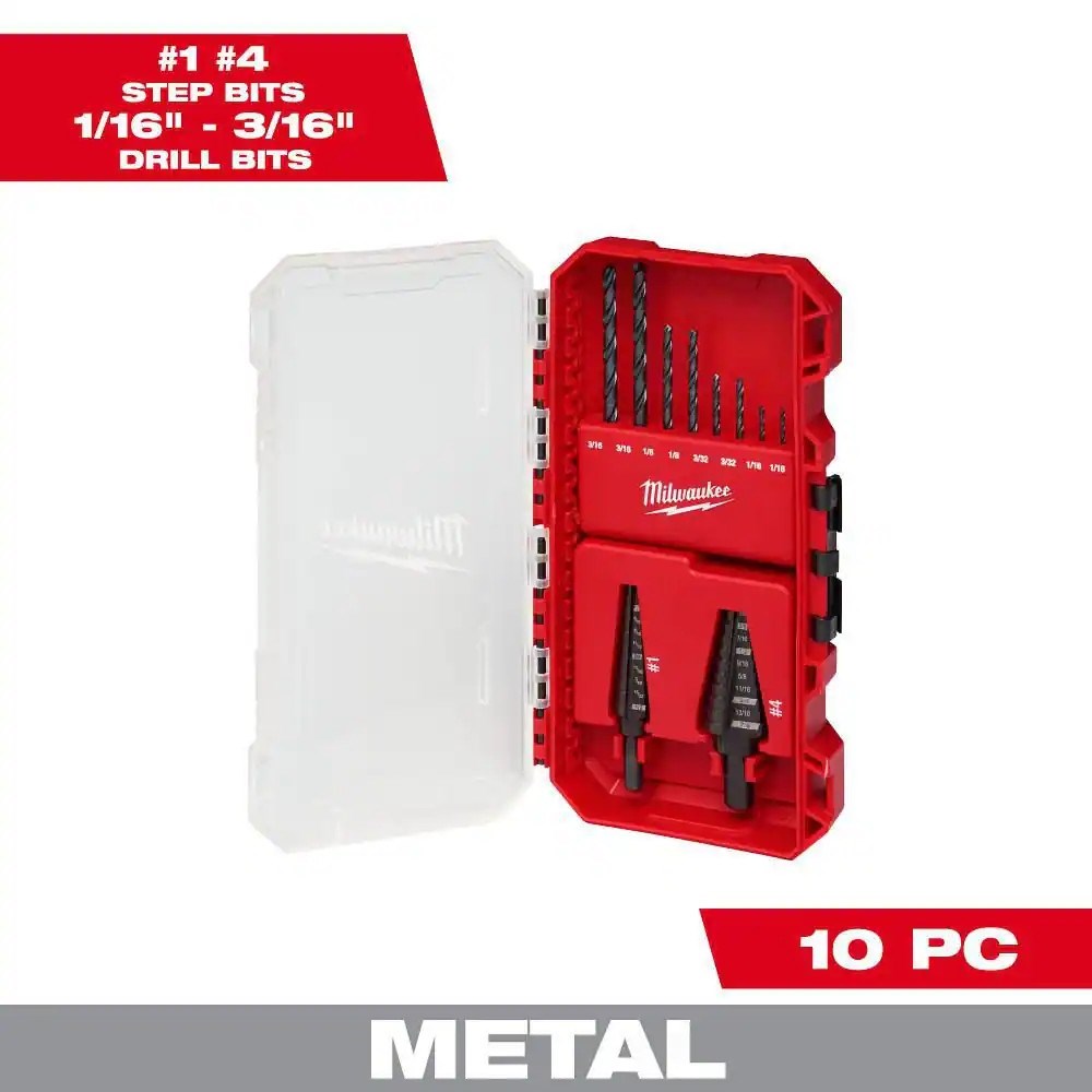 Dollar.Bid - Black Oxide Step Drill Bit Set (10-Piece)