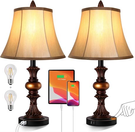 Touch Control Traditional Table Lamp Set of 2