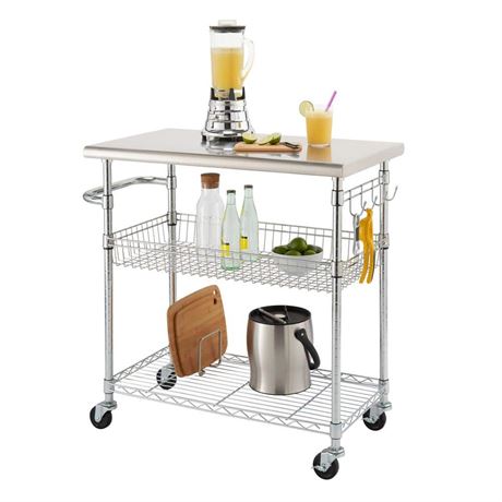 34 in. Stainless Steel Kitchen Cart