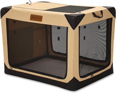 XL Dog Crate 4-Door 42''Lx31''Wx31''H Beige