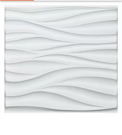 19.7 in. x 19.7 in. White PVC 3D Wall Panels Wave Wall Design