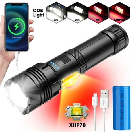 XHP70.2 Flashlight, Waterproof, USB Torch