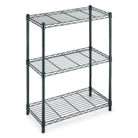 3-Tier Steel Shelf Black (24W x 30H x 14D)