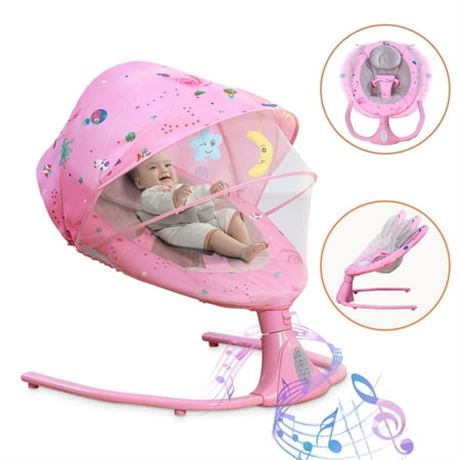 HAOUUCYIN Baby Swing, Bluetooth, Pink