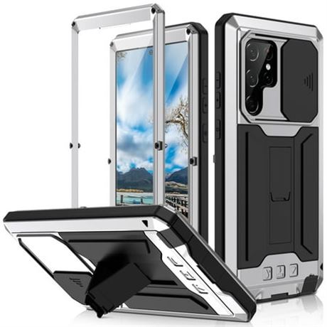 S22 Ultra 5G Case, Built-in Protector, Silver