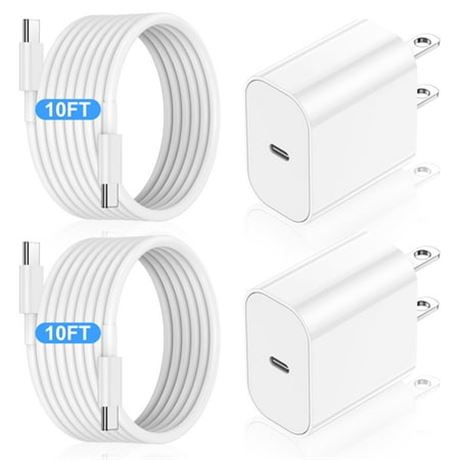 iPhone 15 Charger, 20W USB C, 10ft Cable