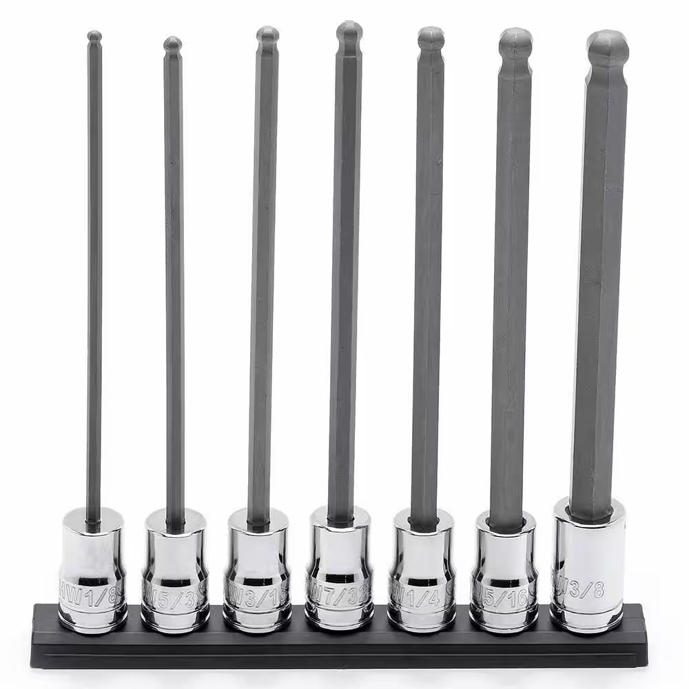 Dollar.Bid - 3/8 in. Drive SAE Long Ball Hex Bit Socket Set (7-Piece)