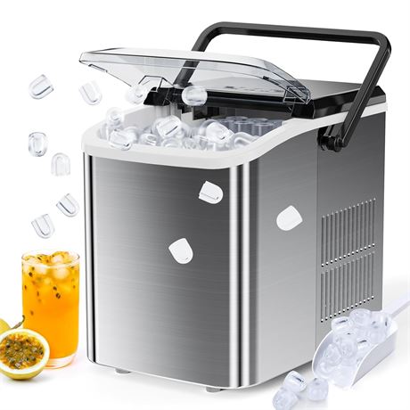 OLIXIS Ice Maker 26.5lbs/24Hrs, 11*12, Silver