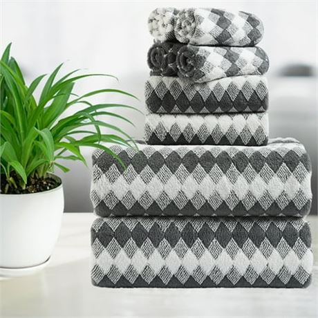 Smuge Towel Set of 8, Microfiber, Dark Gray