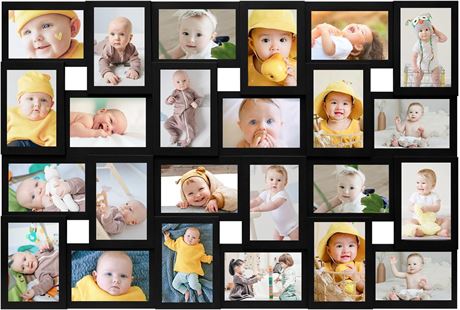4x6 Photo Collage Frame - 24 Openings, GRAY