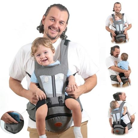 iFanze 6-in-1 Baby Carrier, Up 50lbs (Gray)