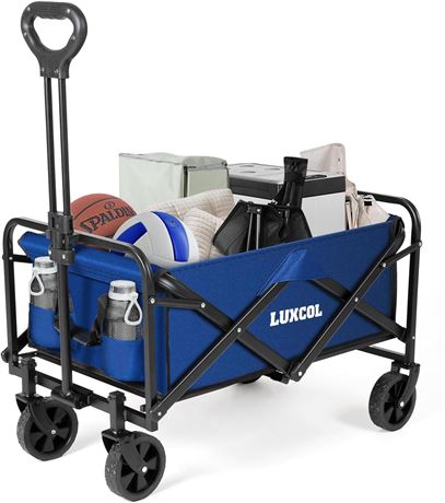 LUXCOL Folding Outdoor Wagon, Beach Cart Blue