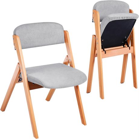 Kigley Folding Wooden Chairs, Light Gray