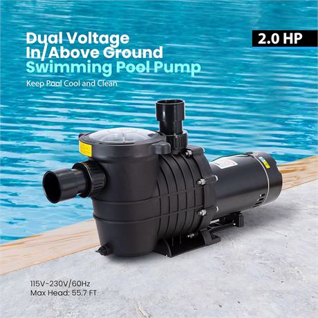 VIVOHOME 2.0 HP Pool Pump, 15K-30K Gal
